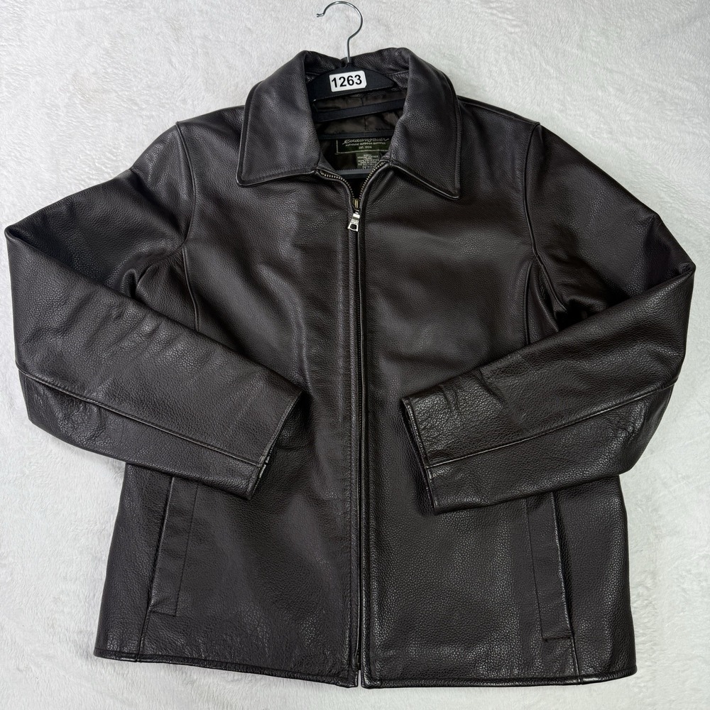 Eddie Bauer Legend Leather Jacket Womens PS Brown Full Zip Suede